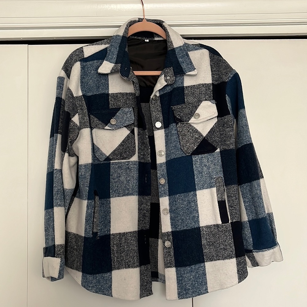 Blue flannel shirt jacket